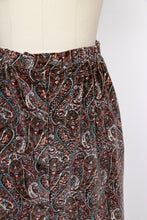 Load image into Gallery viewer, 1970s Velvet Maxi Full Skirt Printed Paisley S