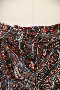 1970s Velvet Maxi Full Skirt Printed Paisley S