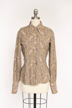 Load image into Gallery viewer, 1970s Blouse Dagger Collar Paisley Top S