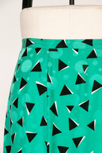 Load image into Gallery viewer, 1980s Silk Skirt Emerald Printed M