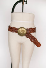 Load image into Gallery viewer, Vintage 1970s Belt Braided Brown Leather Woven