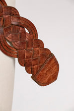 Load image into Gallery viewer, Vintage 1970s Belt Braided Brown Leather Woven