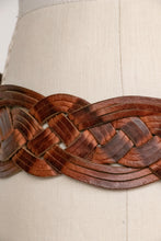 Load image into Gallery viewer, Vintage 1970s Belt Braided Brown Leather Woven