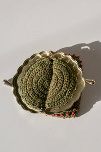 1940s Small Pouch Bag Beaded Crochet Coin Purse