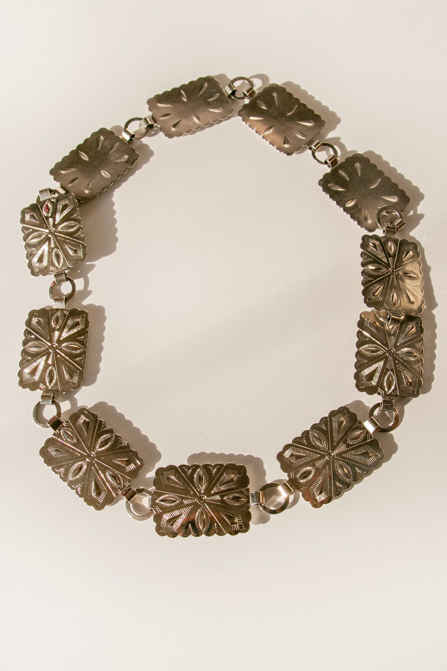 1970s Belt Silver Concho Chain Southwest XS