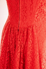 Load image into Gallery viewer, 1950s Dress Red Lace Fitted Cocktail Party S