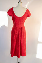 Load image into Gallery viewer, 1950s Dress Red Lace Fitted Cocktail Party S