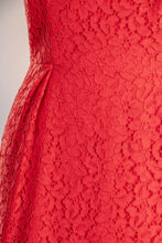 Load image into Gallery viewer, 1950s Dress Red Lace Fitted Cocktail Party S