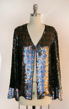 Load image into Gallery viewer, 1980s Sequined Top Harlequin Embellished Cardigan M / L