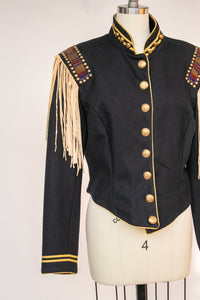 Y2K Western Jacket Wool Beaded Fringe Double D