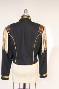 Y2K Western Jacket Wool Beaded Fringe Double D