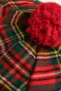 Vintage 1970s Beret Wool Knit Plaid Scottish Hat Cap