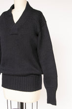 Load image into Gallery viewer, 1940s Sweater Navy Wool Knit Men&#39;s Varsity S/M