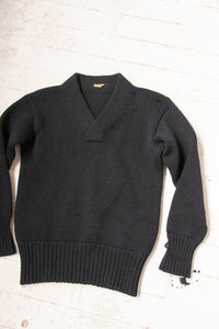 1940s Sweater Navy Wool Knit Men's Varsity S/M