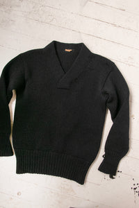 1940s Sweater Navy Wool Knit Men's Varsity S/M