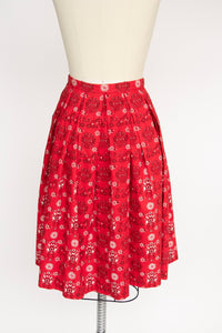 1950s Lanz Full Skirt Cotton Printed XS