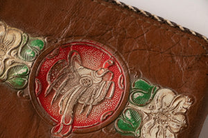 1950s Wallet Tooled Leather Western Cowboy Floral