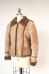 1970s Shearling Cropped Jacket Sheepskin Brown S