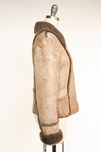 1970s Shearling Cropped Jacket Sheepskin Brown S