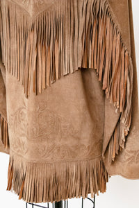 1990s Fringe Suede Jacket Western Leather Coat L