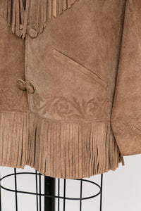 1990s Fringe Suede Jacket Western Leather Coat L