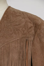 Load image into Gallery viewer, 1990s Fringe Suede Jacket Western Leather Coat L