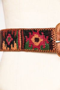 1990s Belt Kilim Wool Woven Leather