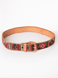 1990s Belt Kilim Wool Woven Leather