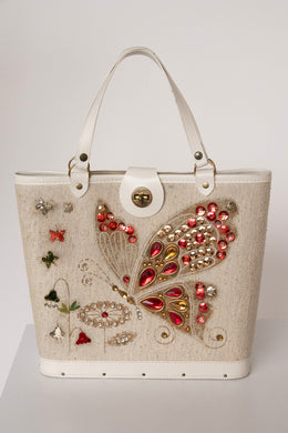 1960s Purse Embellished Butterfly Tote Bag