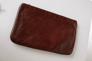 1970s Anne Klein Calderon Clutch Purse Oxblood Leather Bag