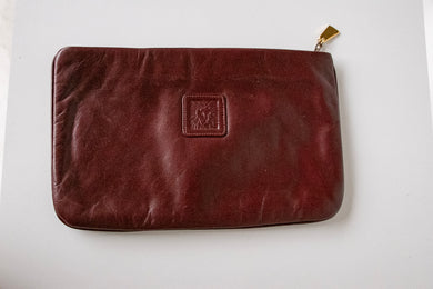 1970s Anne Klein Calderon Clutch Purse Oxblood Leather Bag