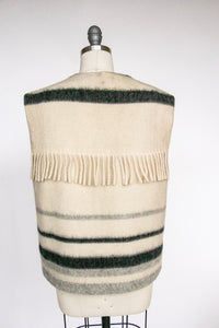 1960s Norwegian Wool Sweater Vest Striped Fringe