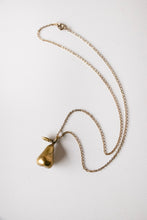 Load image into Gallery viewer, 1970s Necklace Solid Brass Pear Pendant Chain