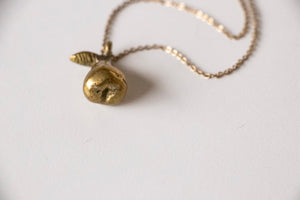 1970s Necklace Solid Brass Pear Pendant Chain