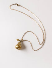 Load image into Gallery viewer, 1970s Necklace Solid Brass Pear Pendant Chain