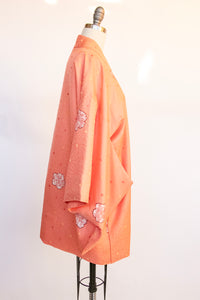 1960s Haori Silk Printed Peach Lounge Robe