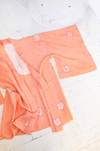 1960s Haori Silk Printed Peach Lounge Robe