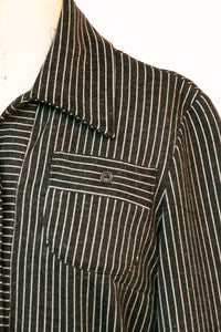 1970s Dress Striped Knit Shirtfront S