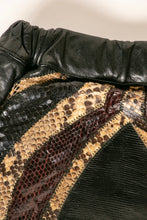 Load image into Gallery viewer, 1980s Clutch Purse Snake Skin + Leather Bag