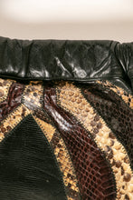 Load image into Gallery viewer, 1980s Clutch Purse Snake Skin + Leather Bag