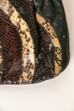 Load image into Gallery viewer, 1980s Clutch Purse Snake Skin + Leather Bag