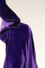 Load image into Gallery viewer, 1970s Cropped Blouse Hooded Velvet Top S