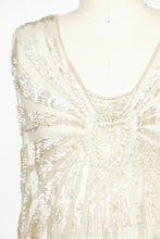 Load image into Gallery viewer, 1920s Dress Deco Sheer Netting Gelatin Sequin Beaded S