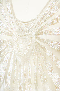 1920s Dress Deco Sheer Netting Gelatin Sequin Beaded S