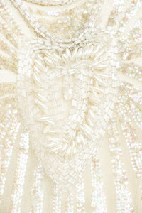1920s Dress Deco Sheer Netting Gelatin Sequin Beaded S