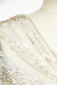 1920s Dress Deco Sheer Netting Gelatin Sequin Beaded S