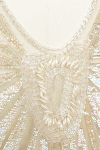 1920s Dress Deco Sheer Netting Gelatin Sequin Beaded S