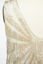 Load image into Gallery viewer, 1920s Dress Deco Sheer Netting Gelatin Sequin Beaded S