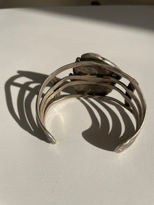 Vintage Sterling Silver Morenci Turquoise Navajo Cuff Bracelet