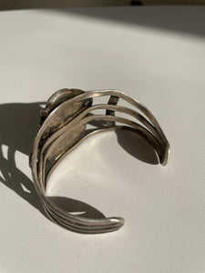 Vintage Sterling Silver Morenci Turquoise Navajo Cuff Bracelet